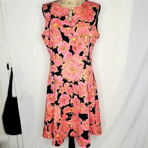 Ellen Tracy | Navy and Floral A-Line Dress